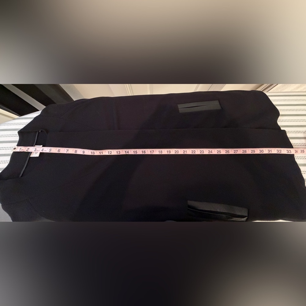 CAbi Black Longline Sweater Jacket with Faux Leather-Trim Pockets - Picture 12 of 12